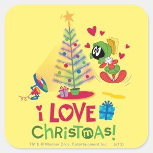 I_Love_Christmas_-_MARVIN_THE_MARTIAN™_Square_Sticker_1 I Love Christmas MARVIN THE MARTIAN™ Square Sticker