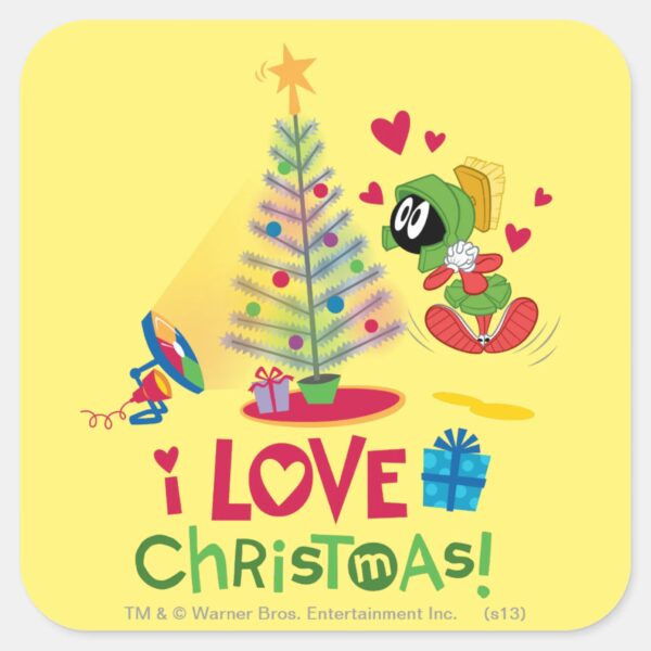 I_Love_Christmas_-_MARVIN_THE_MARTIAN™_Square_Sticker_1 I Love Christmas MARVIN THE MARTIAN™ Square Sticker