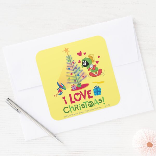 I_Love_Christmas_-_MARVIN_THE_MARTIAN™_Square_Sticker_3 I Love Christmas MARVIN THE MARTIAN™ Square Sticker