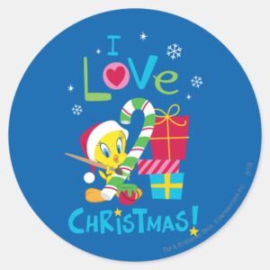 I Love Christmas TWEETY™ Classic Round Sticker