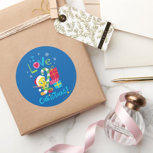 I_Love_Christmas_-_TWEETY™_Classic_Round_Sticker_5 I Love Christmas TWEETY™ Classic Round Sticker