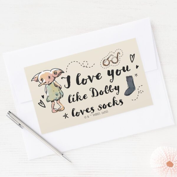 I_Love_You_Like_Dobby_Loves_Socks_Rectangular_Sticker_3 I Love You Like Dobby Loves Socks Rectangular Sticker