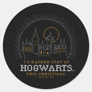 Id Rather Stay At HOGWARTS™ Cross Stitch Art Classic Round Sticker