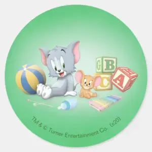 Infant Tom And Jerry Playing With Toys Classic Round Sticker
