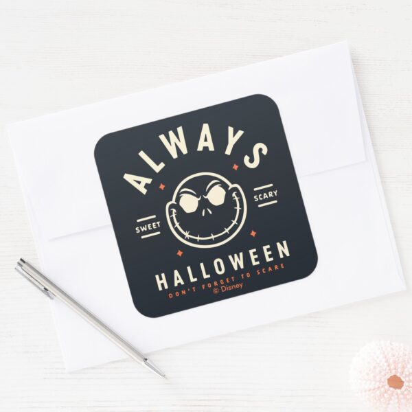 Jack_Skellington_-_Always_Halloween_Square_Sticker_4 Jack Skellington Always Halloween Square Sticker