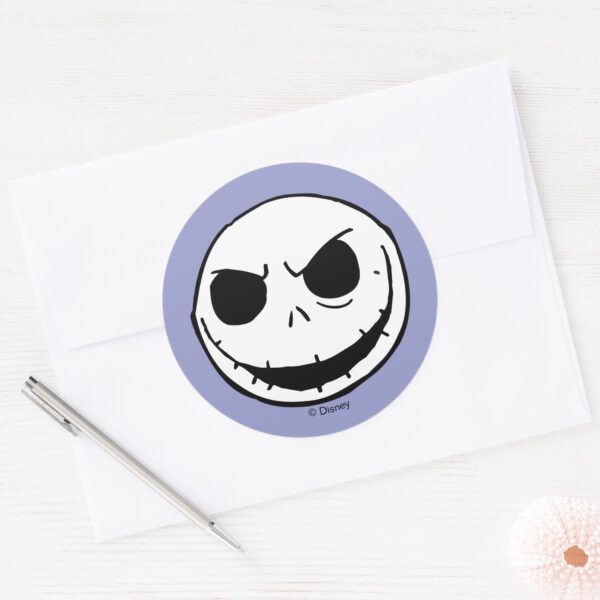 Jack_Skellington_-_Head_Classic_Round_Sticker_4 Jack Skellington Head Classic Round Sticker