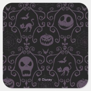 Jack_Skellington_Halloween_Filigree_Pattern_Square_Sticker_1 Jack Skellington Halloween Filigree Pattern Square Sticker