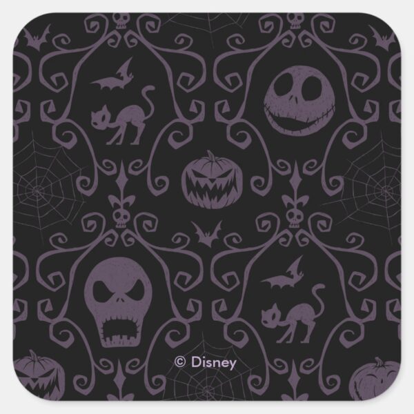 Jack_Skellington_Halloween_Filigree_Pattern_Square_Sticker_1 Jack Skellington Halloween Filigree Pattern Square Sticker