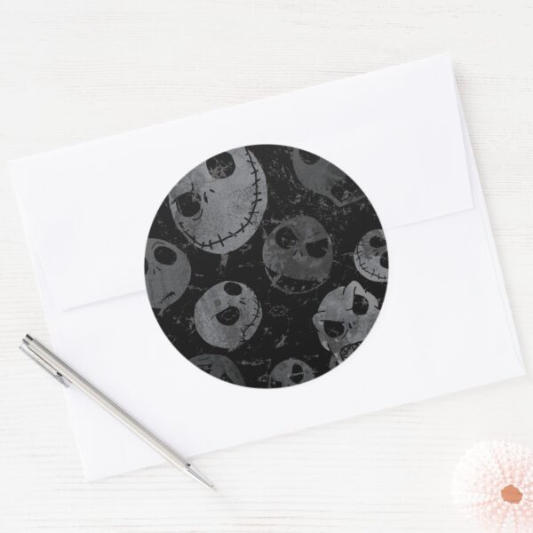 Jack_Skellington_Pattern_Classic_Round_Sticker_4 Jack Skellington Pattern Classic Round Sticker