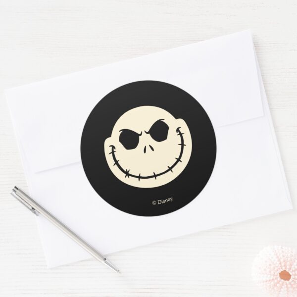 Jack_Skellington_&_Cross_Bones_Pattern_Classic_Round_Sticker_4 Jack Skellington Cross Bones Pattern Classic Round Sticker