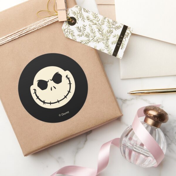 Jack_Skellington_&_Cross_Bones_Pattern_Classic_Round_Sticker_6 Jack Skellington Cross Bones Pattern Classic Round Sticker