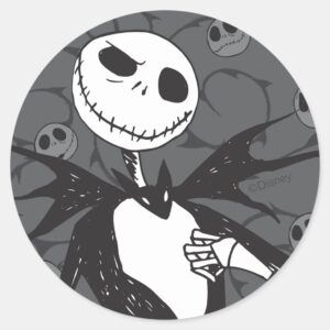 Jack_Skellington___Skellington_Background_Classic_Round_Sticker_2 Jack Skellington Skellington Background Classic Round Sticker