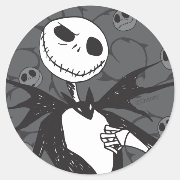 Jack_Skellington___Skellington_Background_Classic_Round_Sticker_2 Jack Skellington Skellington Background Classic Round Sticker