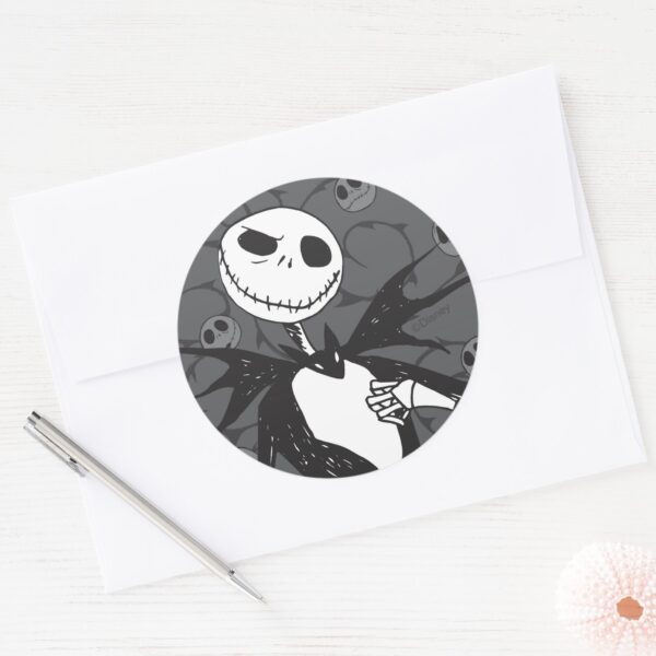 Jack_Skellington___Skellington_Background_Classic_Round_Sticker_4 Jack Skellington Skellington Background Classic Round Sticker