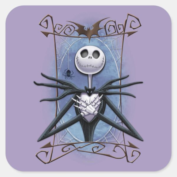Jack_Skellington___Spider_Web_Frame_Square_Sticker_2 Jack Skellington Spider Web Frame Square Sticker
