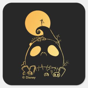 Jack Skellington On Jack Themed Spiral Hill Square Sticker