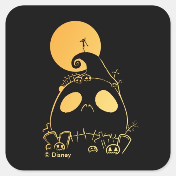 Jack_Skellington_on_Jack_Themed_Spiral_Hill_Square_Sticker_2 Jack Skellington On Jack Themed Spiral Hill Square Sticker
