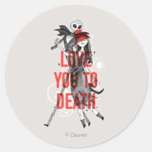Jack_&_Sally_-_Love_You_To_Death_Typography_Classic_Round_Sticker_1 Jack Sally Love You To Death Typography Classic Round Sticker