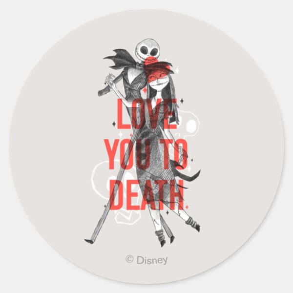 Jack_&_Sally_-_Love_You_To_Death_Typography_Classic_Round_Sticker_1 Jack Sally Love You To Death Typography Classic Round Sticker