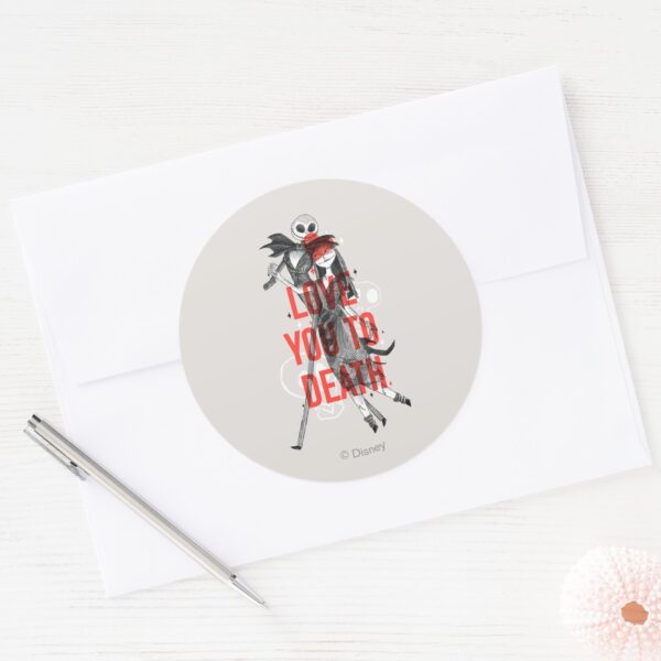 Jack_&_Sally_-_Love_You_To_Death_Typography_Classic_Round_Sticker_3 Jack Sally Love You To Death Typography Classic Round Sticker