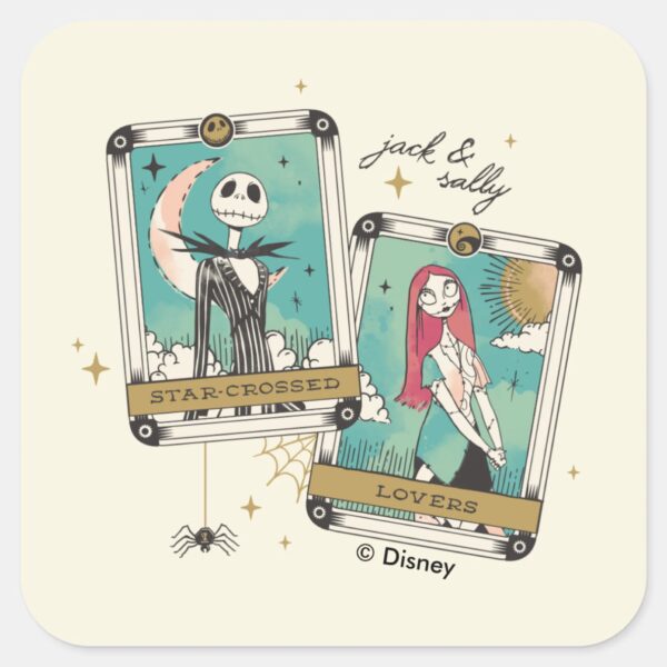 Jack_&_Sally_Star-Crossed_Lovers_Tarot_Cards_Square_Sticker_1 Jack Sally Star Crossed Lovers Tarot Cards Square Sticker