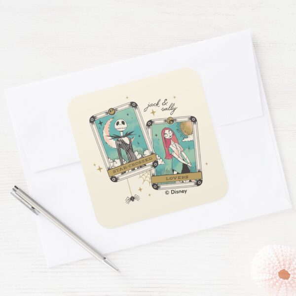 Jack_&_Sally_Star-Crossed_Lovers_Tarot_Cards_Square_Sticker_3 Jack Sally Star Crossed Lovers Tarot Cards Square Sticker