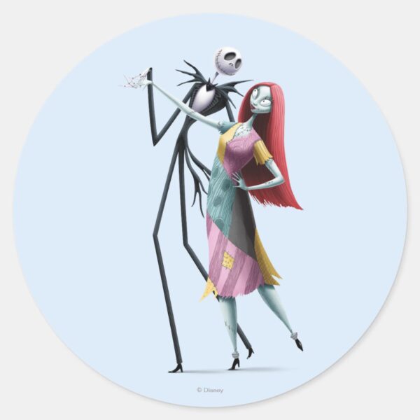 Jack And Sally Dancing Classic Round Sticker