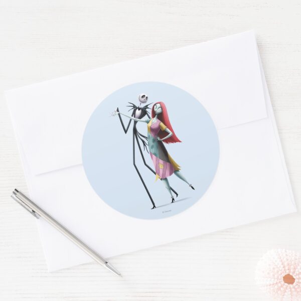 Jack And Sally Dancing Classic Round Sticker
