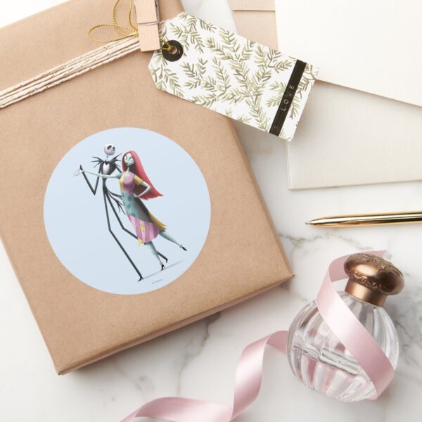 Jack And Sally Dancing Classic Round Sticker