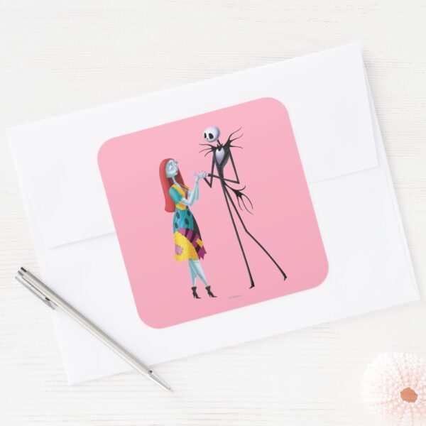 Jack And Sally Holding Hands Square Sticker