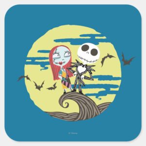 Jack And Sally Cute Moon Square Sticker