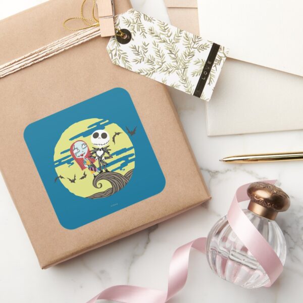 Jack And Sally Cute Moon Square Sticker