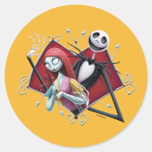 Jack And Sally In Heart Classic Round Sticker