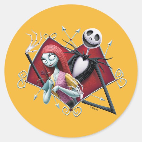 Jack_and_Sally_in_Heart_Classic_Round_Sticker_1 Jack And Sally In Heart Classic Round Sticker