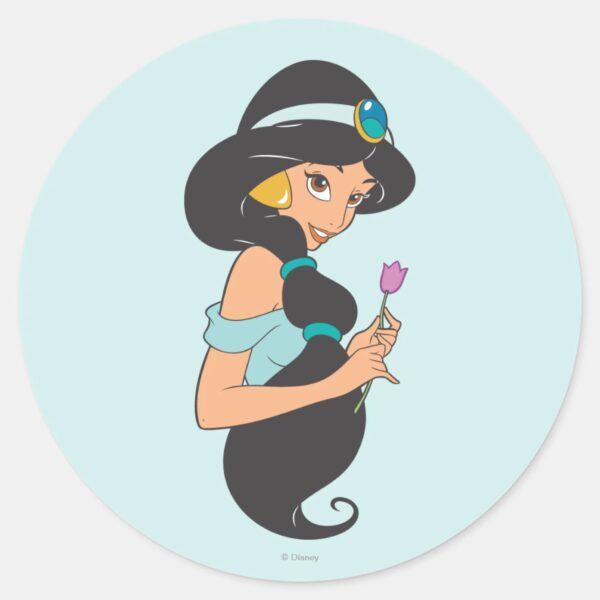 Jasmine_Holding_Flower_Classic_Round_Sticker_1 Jasmine Holding Flower Classic Round Sticker