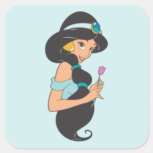 Jasmine Holding Flower Square Sticker