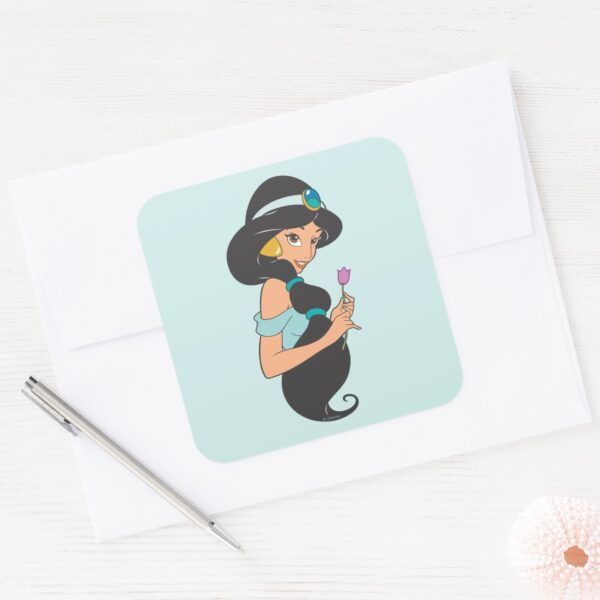 Jasmine_Holding_Flower_Square_Sticker_3 Jasmine Holding Flower Square Sticker