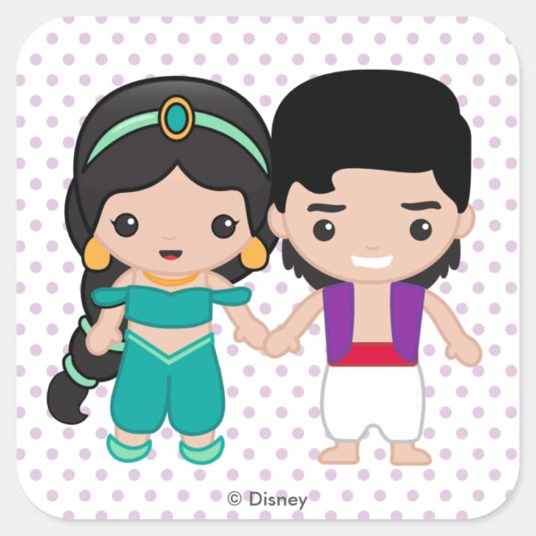 Jasmine And Aladdin Emoji Square Sticker