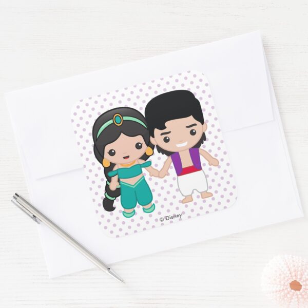 Jasmine And Aladdin Emoji Square Sticker