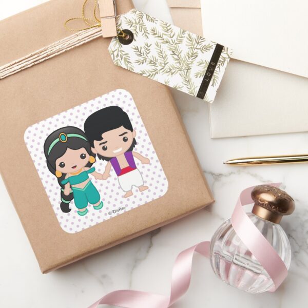 Jasmine And Aladdin Emoji Square Sticker