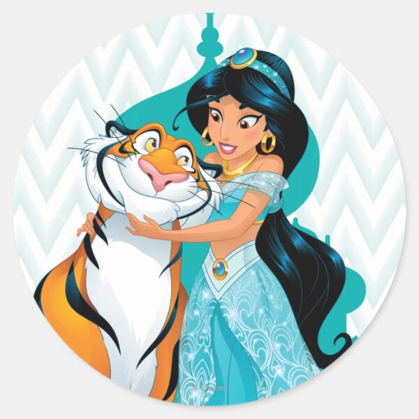 Jasmine_and_Rajah_Classic_Round_Sticker_1 Jasmine And Rajah Classic Round Sticker