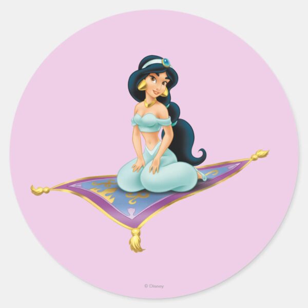 Jasmine_on_Magic_Carpet_Classic_Round_Sticker_1 Jasmine On Magic Carpet Classic Round Sticker