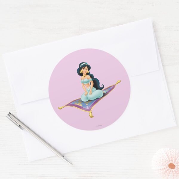 Jasmine_on_Magic_Carpet_Classic_Round_Sticker_3 Jasmine On Magic Carpet Classic Round Sticker