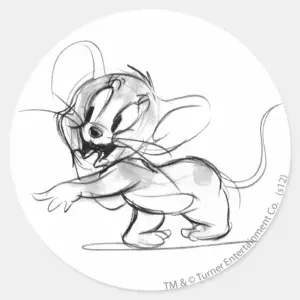 Jerry_Bashful_Sketch_Classic_Round_Sticker_1 Jerry Bashful Sketch Classic Round Sticker