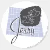 Jerry Black And Blue Script Classic Round Sticker