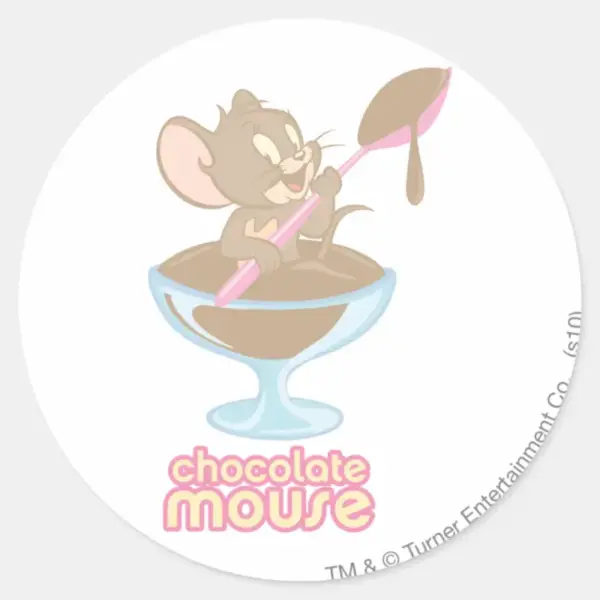 Jerry_Chocolate_Mouse_Classic_Round_Sticker_1 Jerry Chocolate Mouse Classic Round Sticker
