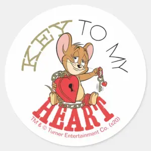Jerry Mouse Key To My Heart Valentine Classic Round Sticker