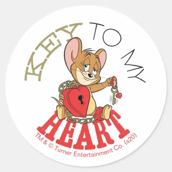 Jerry_Mouse__Key_To_My_Heart__Valentine_Classic_Round_Sticker_1 Jerry Mouse Key To My Heart Valentine Classic Round Sticker