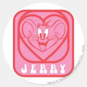 Jerry_Pink_Hearts_Classic_Round_Sticker_1 Jerry Pink Hearts Classic Round Sticker