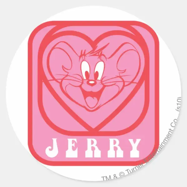 Jerry_Pink_Hearts_Classic_Round_Sticker_1 Jerry Pink Hearts Classic Round Sticker